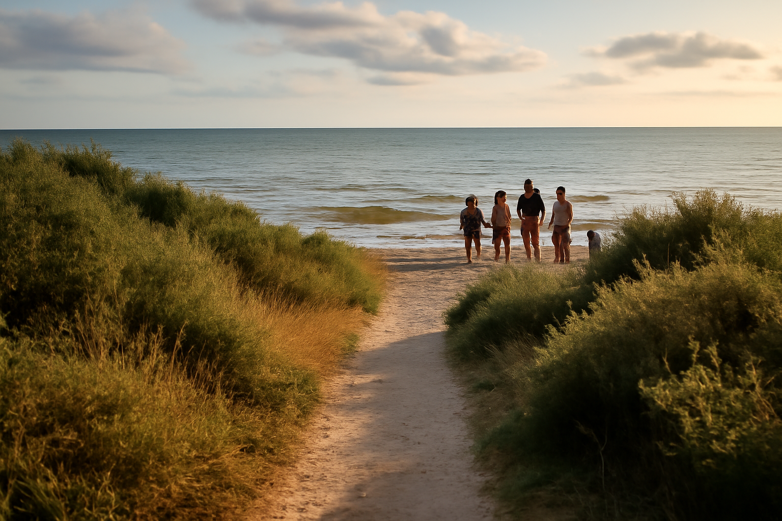 Plage chef de baie à La Rochelle, accès littoral et cheminements en site ENS