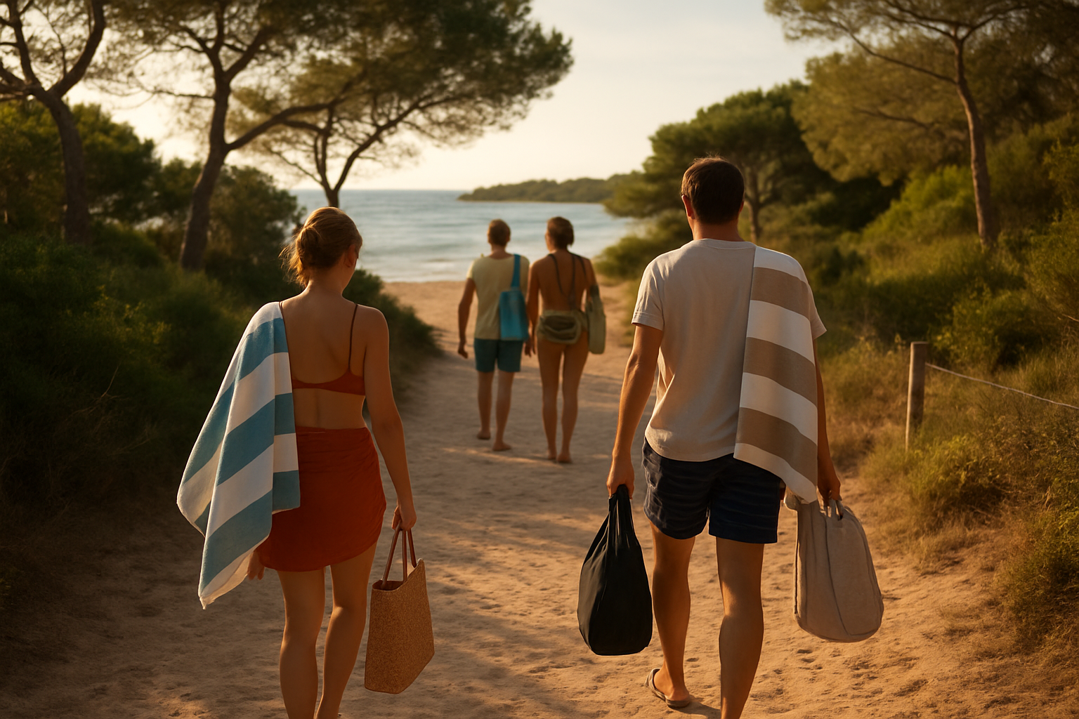 Accès à la plage du Grand Jardin à Bormes-les-Mimosas, vue sur le cheminement vers le littoral